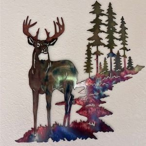 Deer Metal Wall Art - Colored Decorative